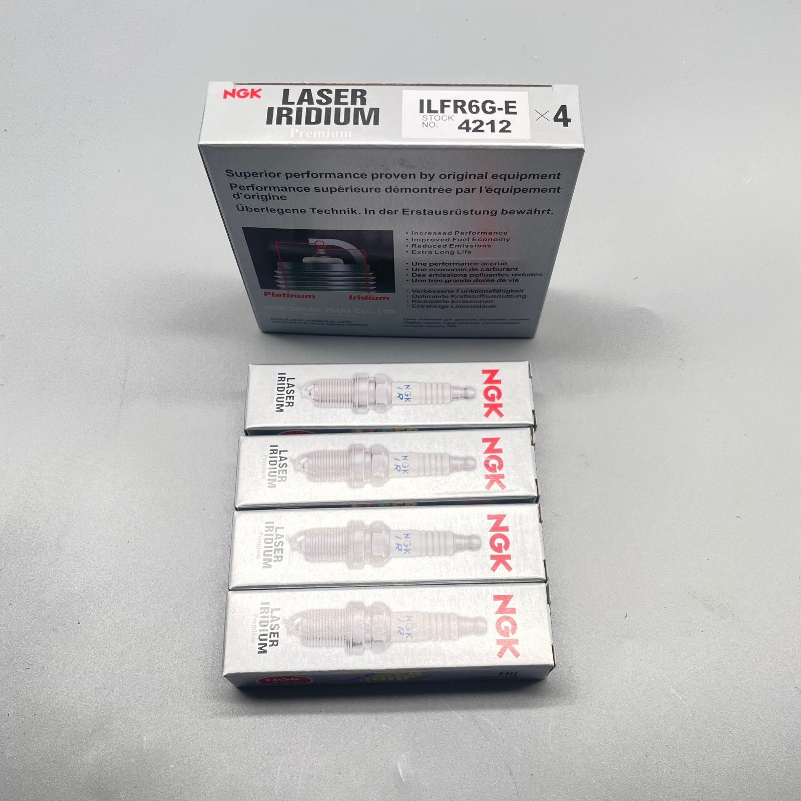 NGK Laser Iridium Spark Plug Nickel Core Tip Standard 0.032in ILFR6G-E Set of 4