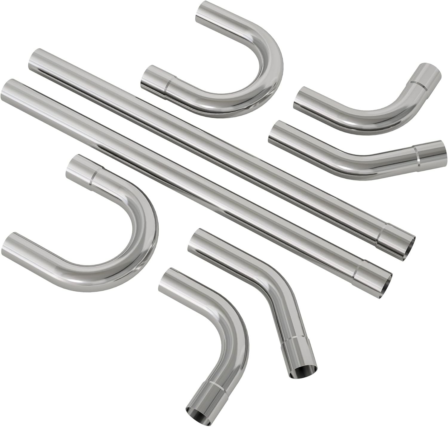 For Chevy C10 2.5″ Stainless Steel Straight Bend Mandrel Exhaust Pipe Kit 8PCS