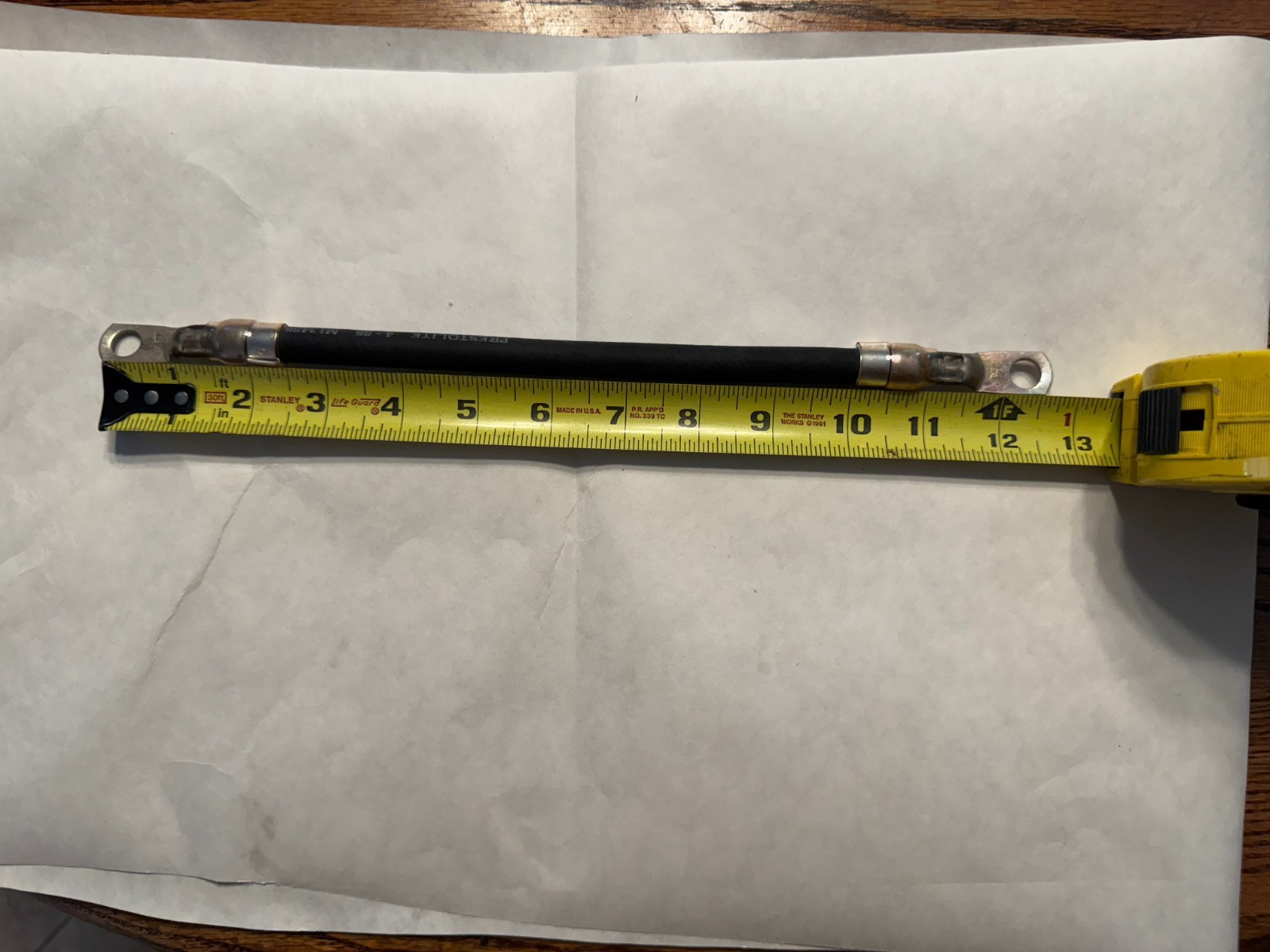 BATTERY CABLE. 4 GA PRESTOLITE WIRE 3/8 LUGS 12 INCHES LONG