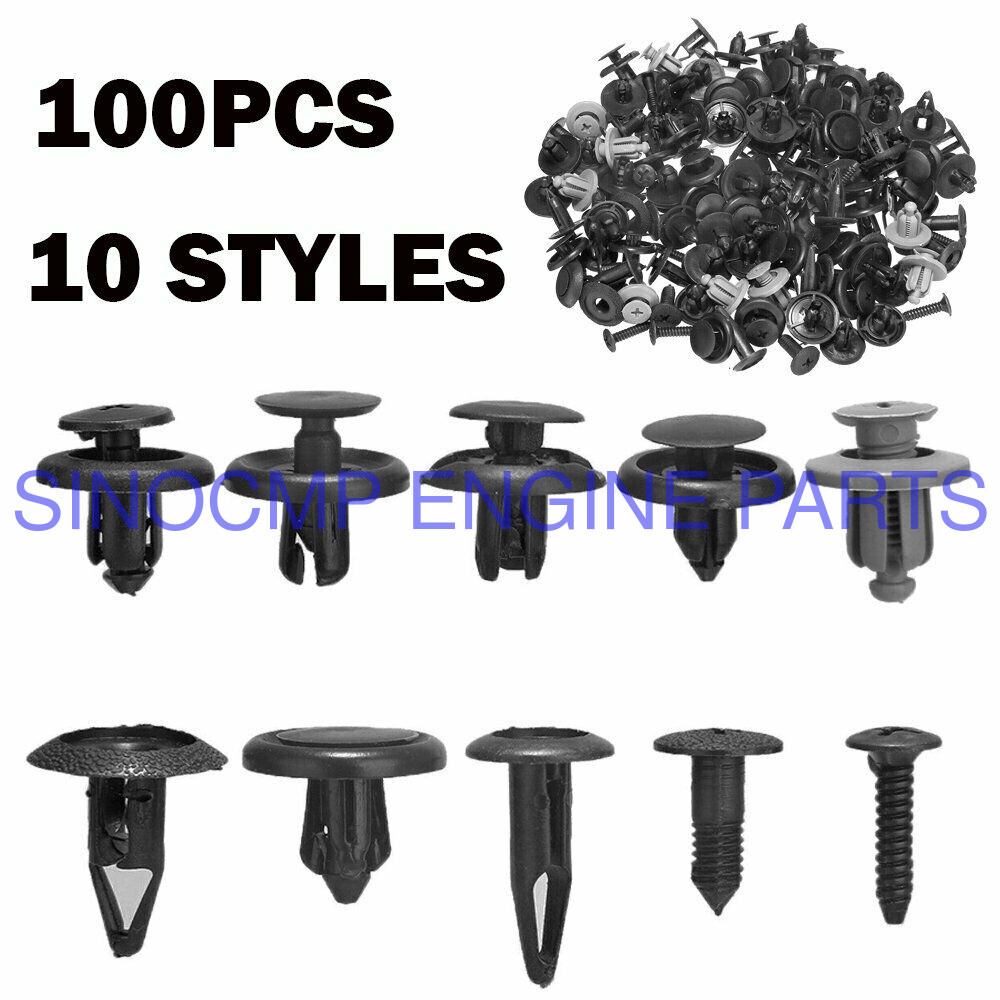 100PCS Trunk Screw Rivets Set Car Bumper Fender For Plastic Fastener Clips Set