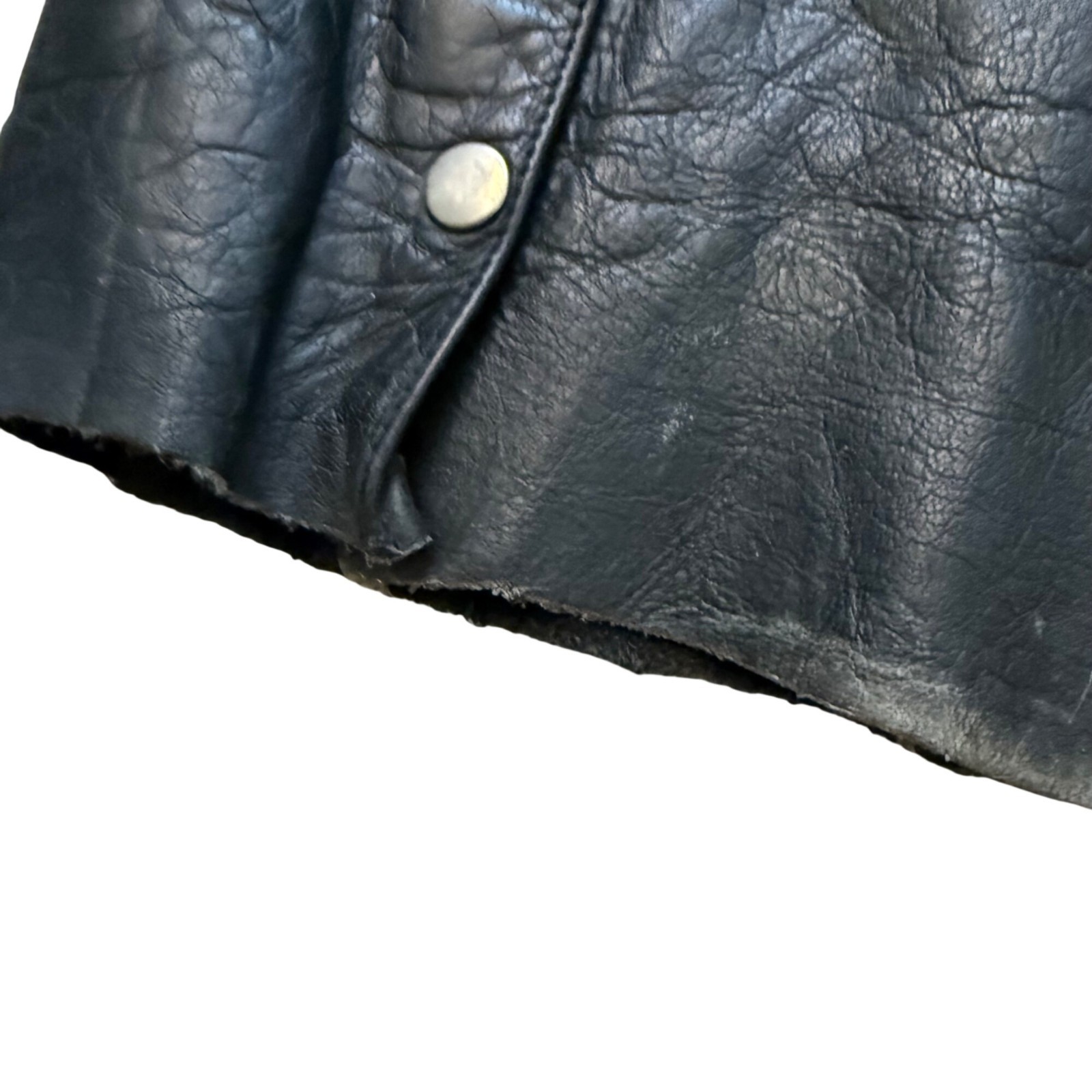 Black Leather Motorcycle Chaps With Adjustable Waist & Snap Closure