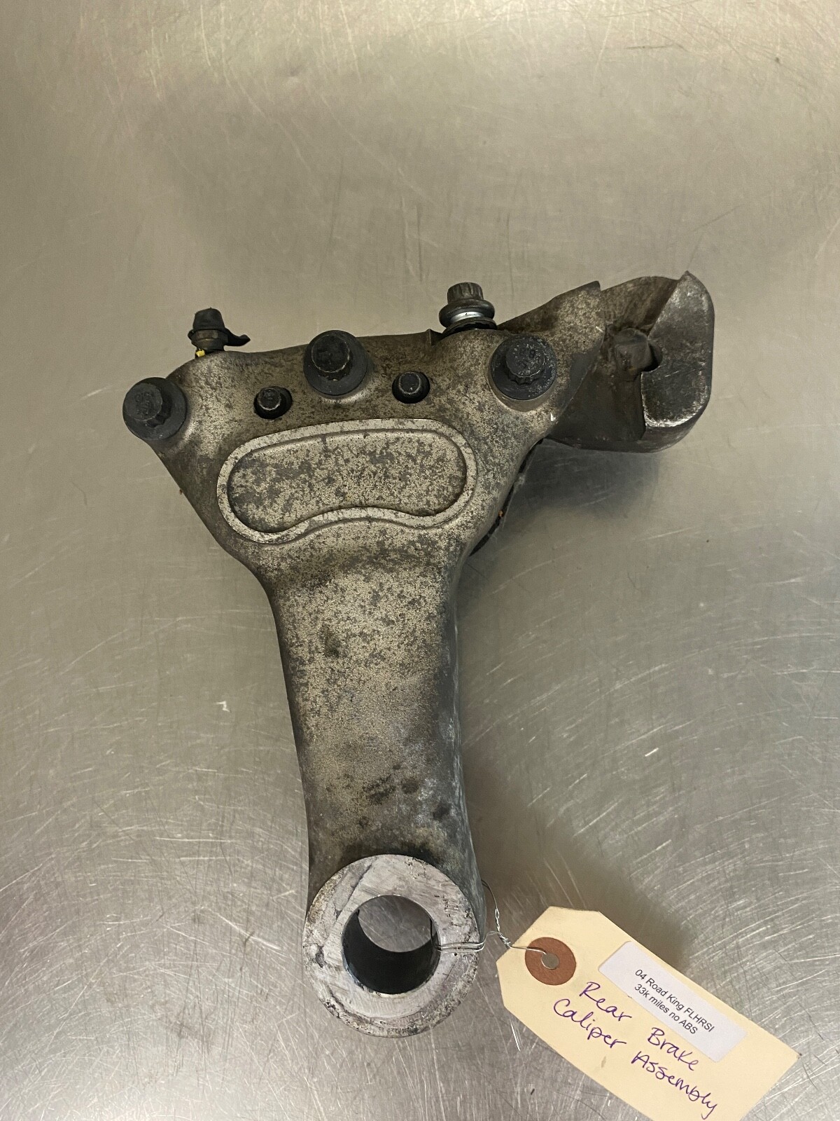 2004 Harley Davidson Road King FLHRSI Rear Back Wheel Brake Caliper Assembly