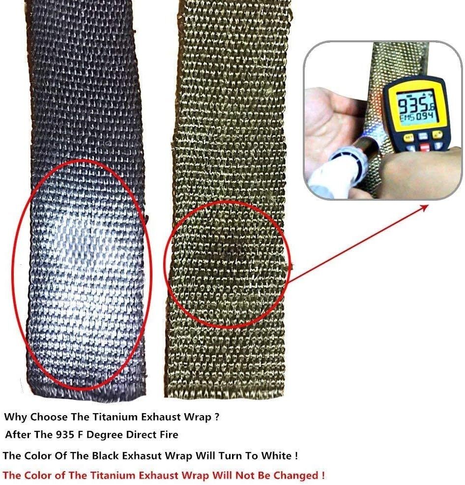 Titanium 2″ 50FT Exhaust Header Heat Wrap Trap Motorcycle Fiberglass +6 Ties