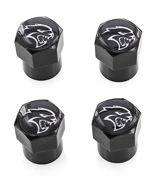 Compatible with Hellcat 4Pcs Tire Valve Stem Caps Black Anodized Aluminum Set