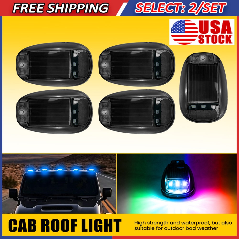 10x Wireless Solar Powered RGB LED Cab Lights Roof Lamps For Trailer RV w/Remote