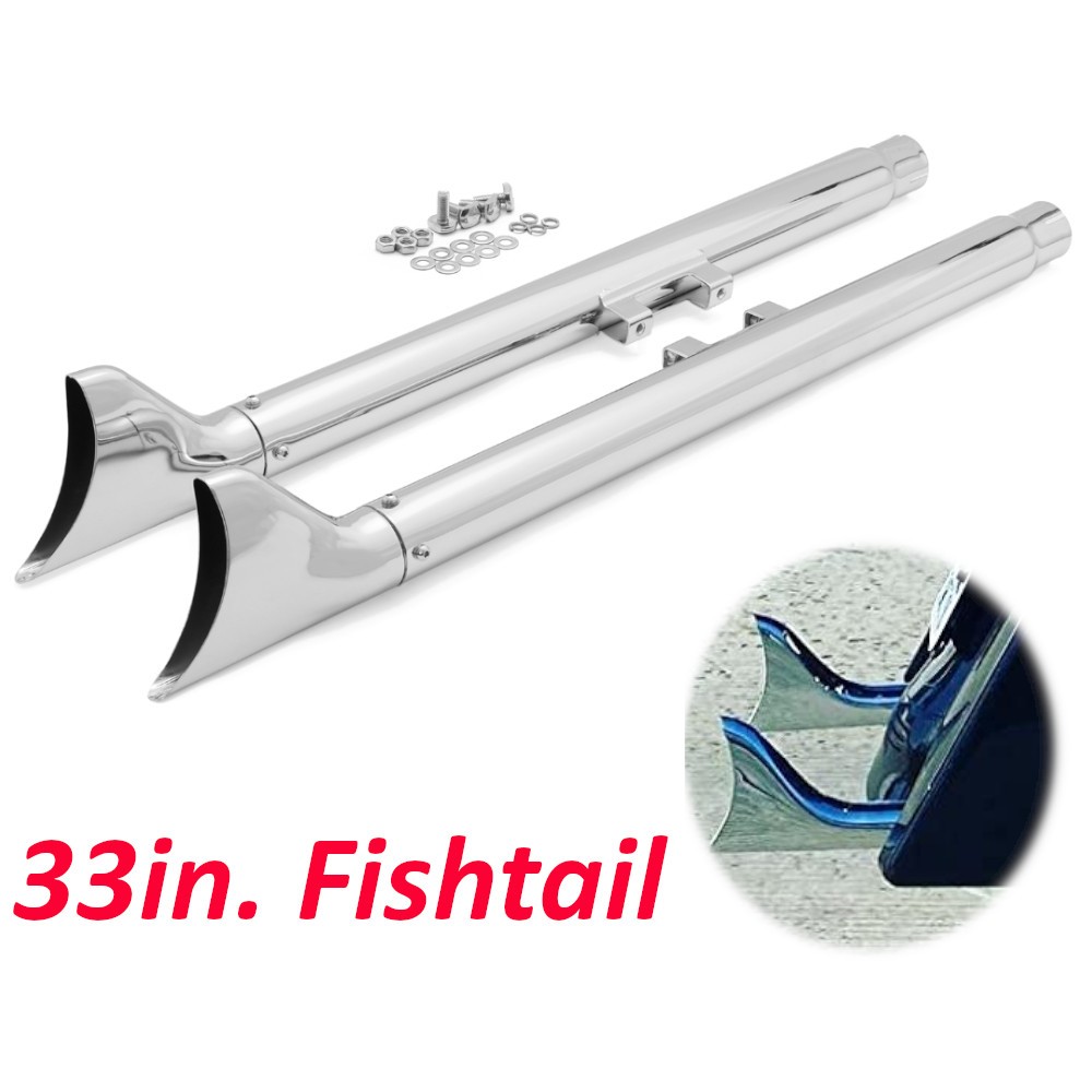 for Harley 33in. Slip on Fishtail Mufflers Exhaust Pipes Softail Heritage Deluxe