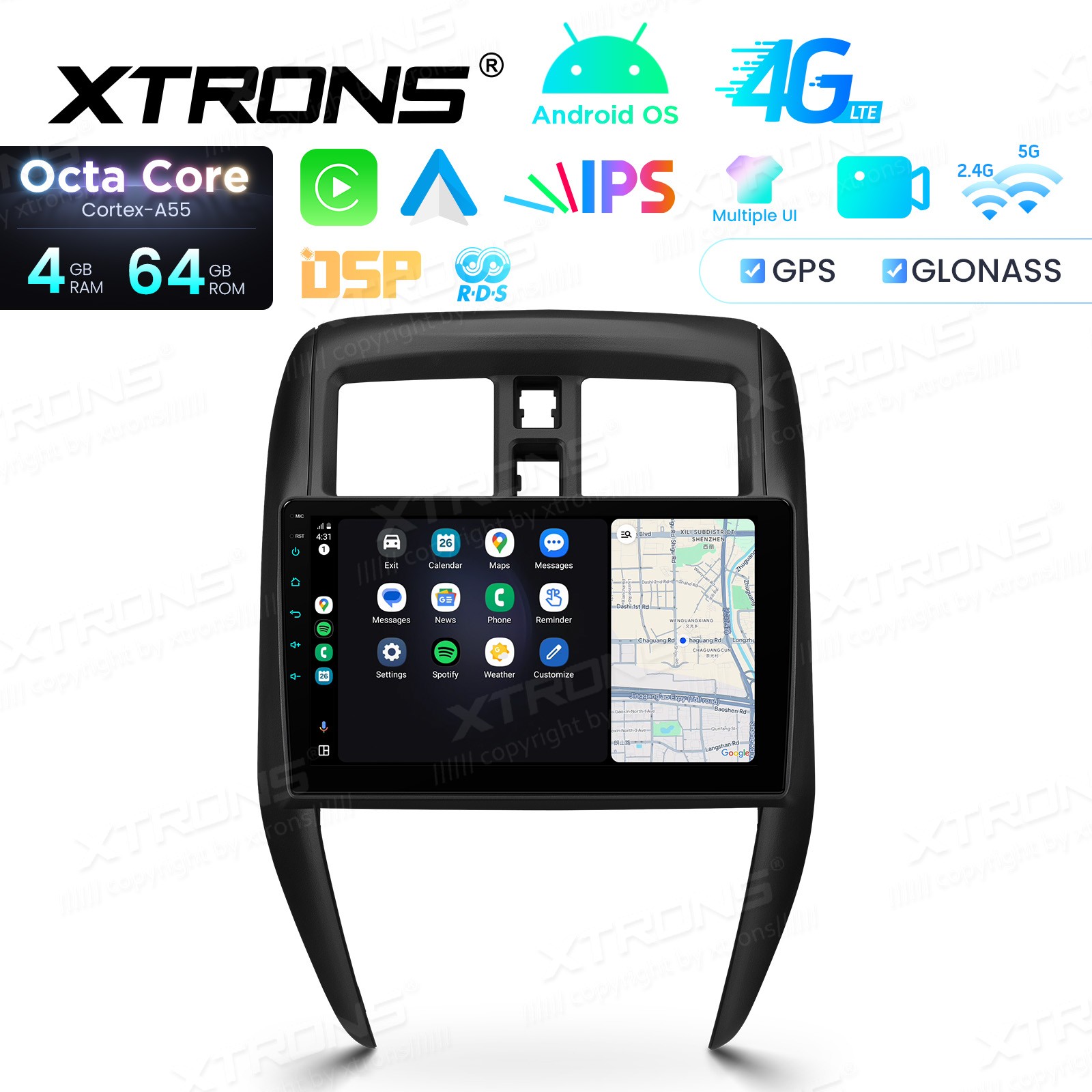 XTRONS For Nissan Versa N17 Android Stereo 4G LTE 4GB 64GB CarPlay GPS Head Unit
