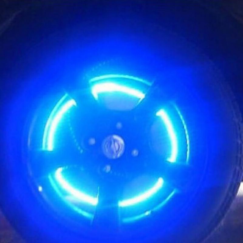 4x Car Tire Air Valve Stem Blue LED Light Caps Cover Auto Exterior Accessories