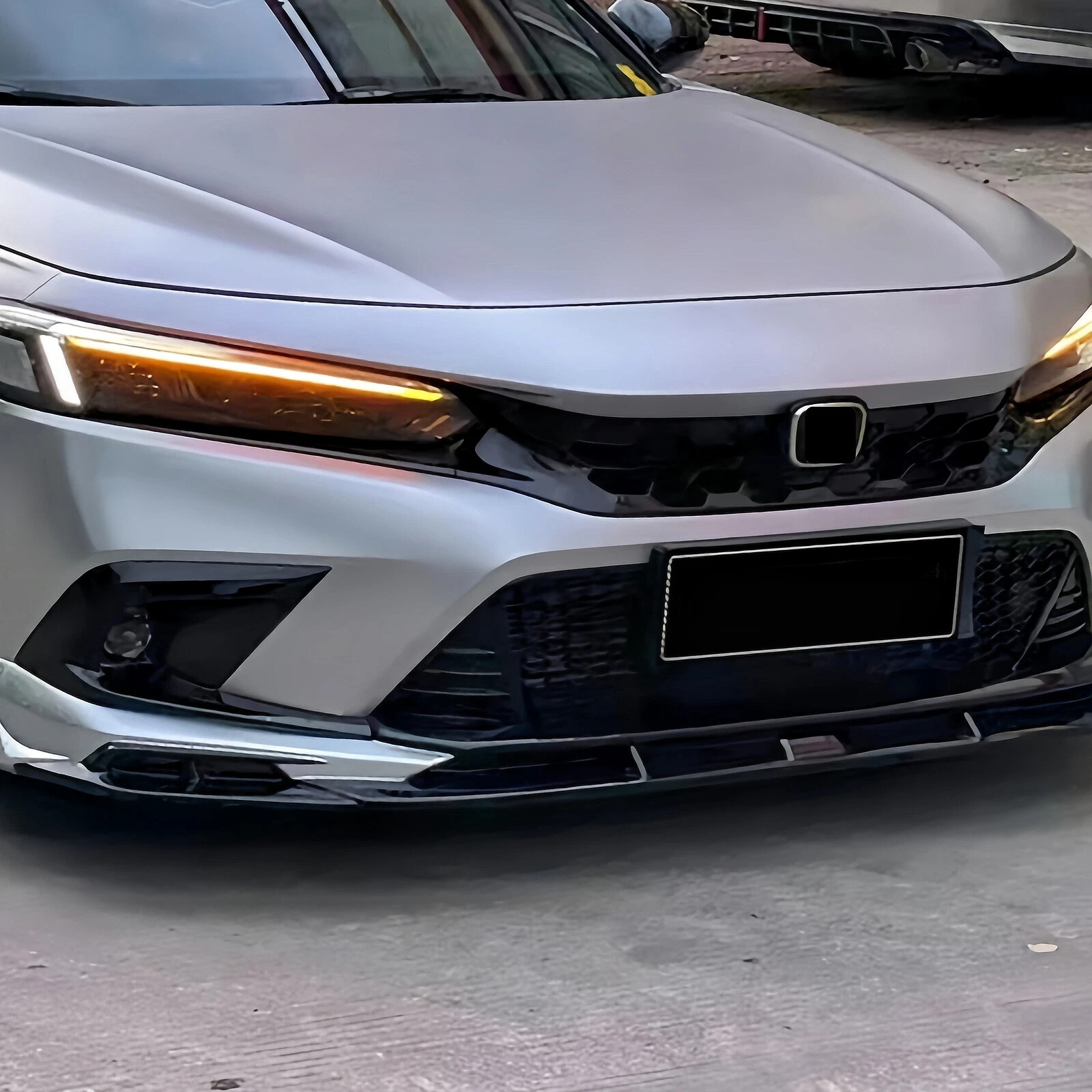 1Pair Gloss Black Front Bumper Fog Light Cover Trim For Honda Civic 11th 2022-24