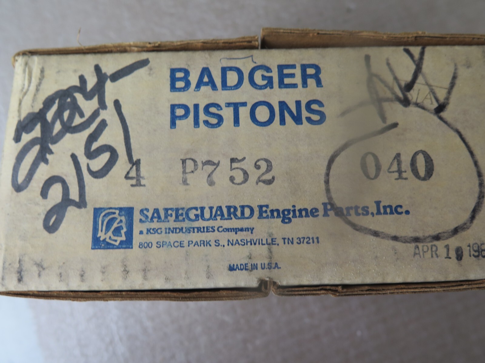 Badger P752 .040 Piston. Fits: Ford L4 2.0L 1979-82 (17-A2)