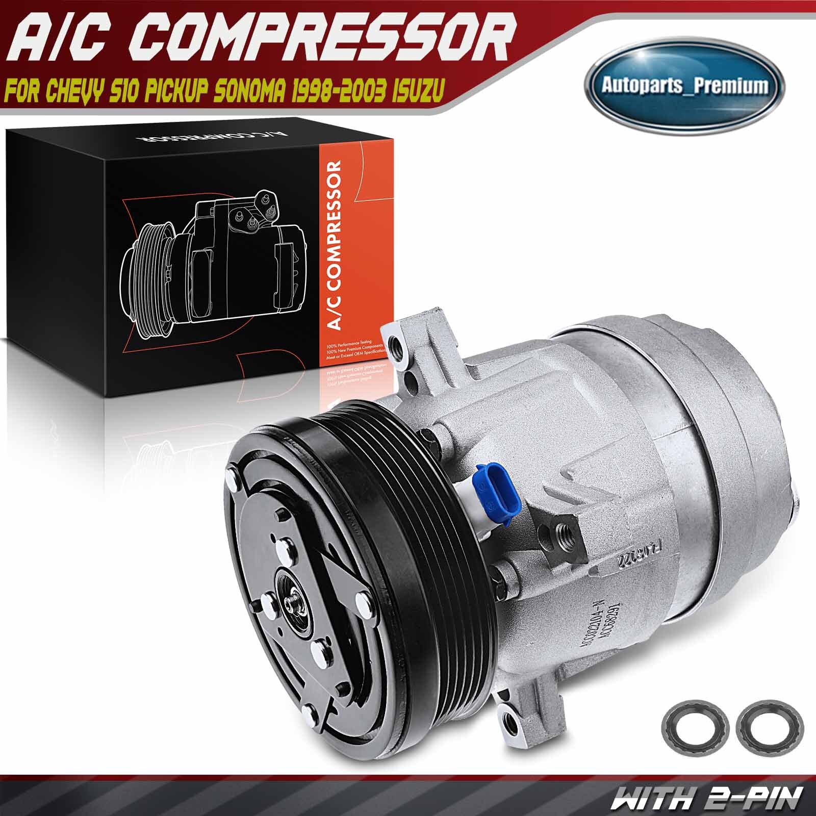 New AC Compressor with Clutch for Chevrolet S10 GMC Sonoma 1998-2003 Hombre 2.2L