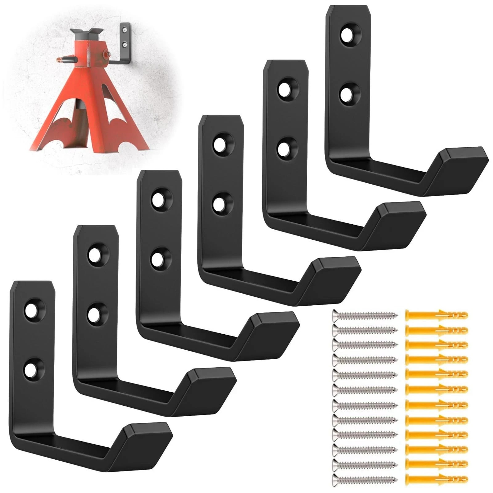 lcusepu 6 Pack Jack Stands Wall Mount Organizer, Car Stand Black