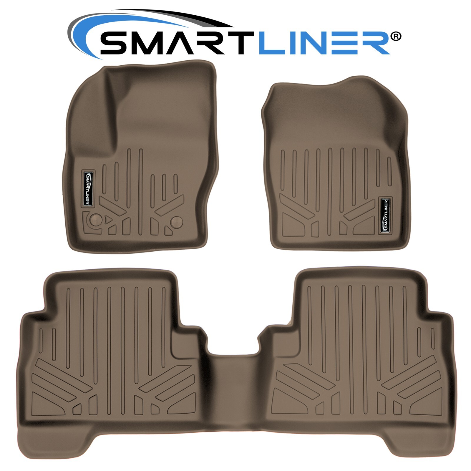 SMARTLINER Custom Fit Floor Mats 2 Row Liner Tan 2013-2019 Ford Escape