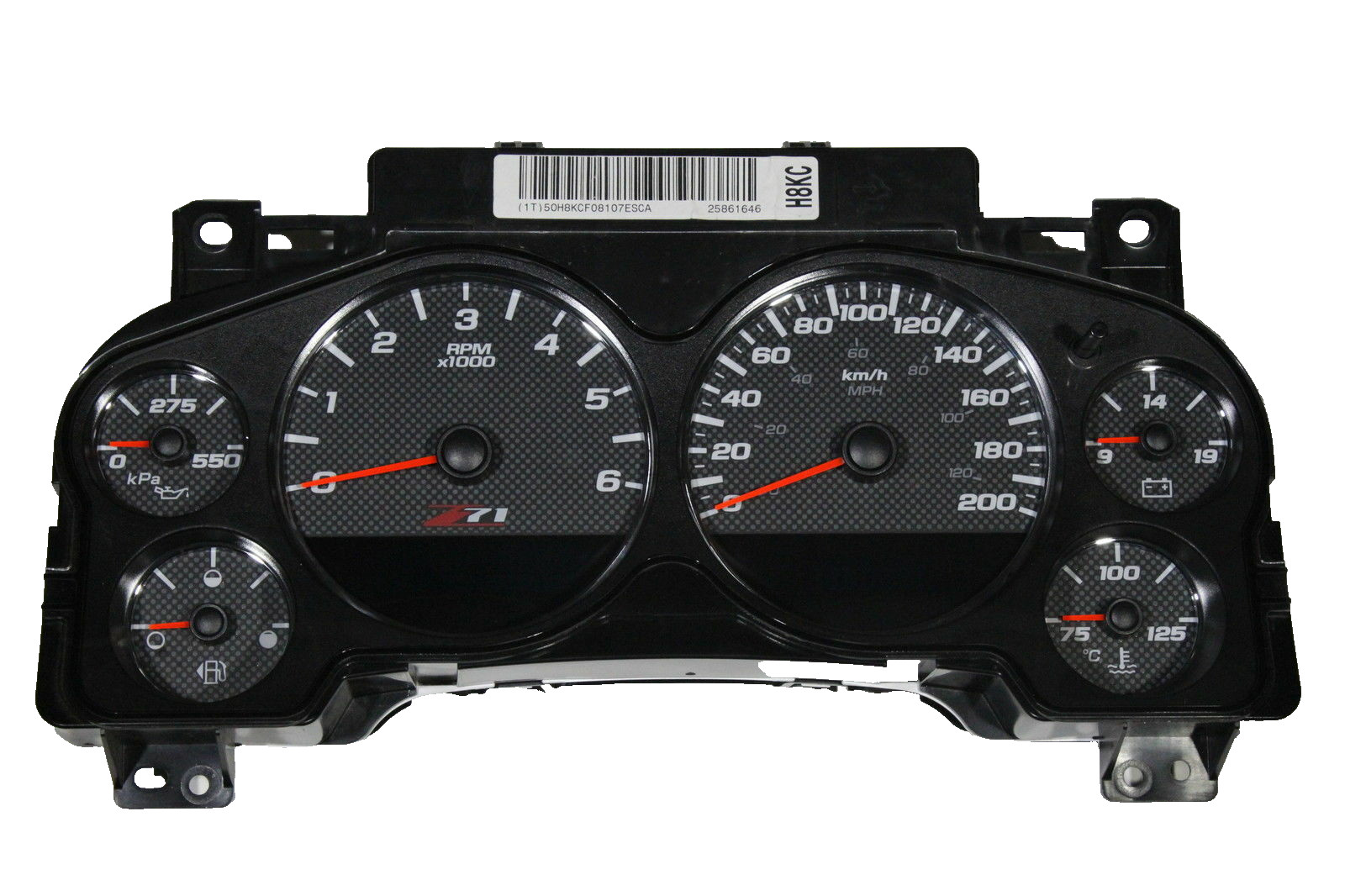 Carbon Fiber Gauge Face Overlay for 2007-2013 GM Truck and SUV Clusters Z71 km/h