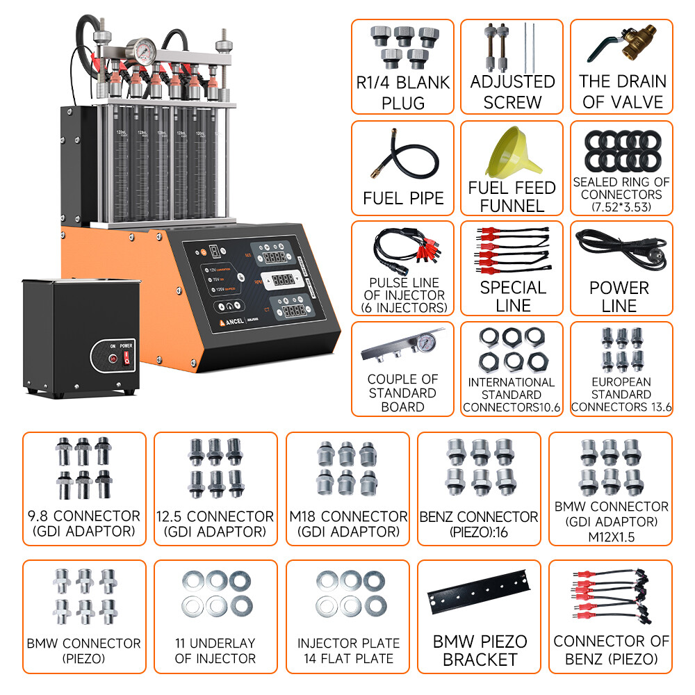 ANCEL ANJ600 Fuel Injector Cleaner Tester Ultrasonic Cleaning Machine GDI EFI