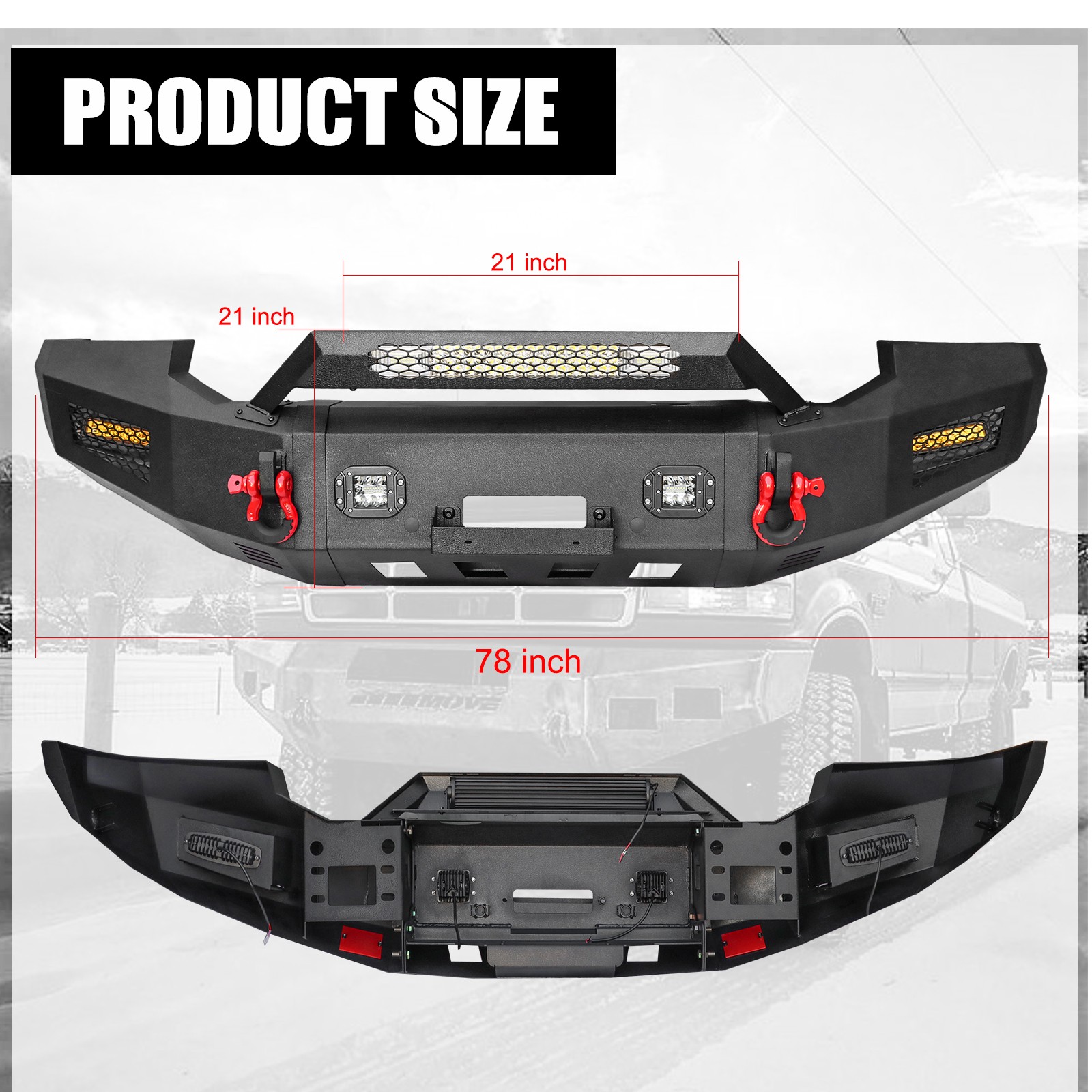 For 2005-2007 Ford F250 F350 F450 F550Steel Front Rear Bumper w’winch & Lights