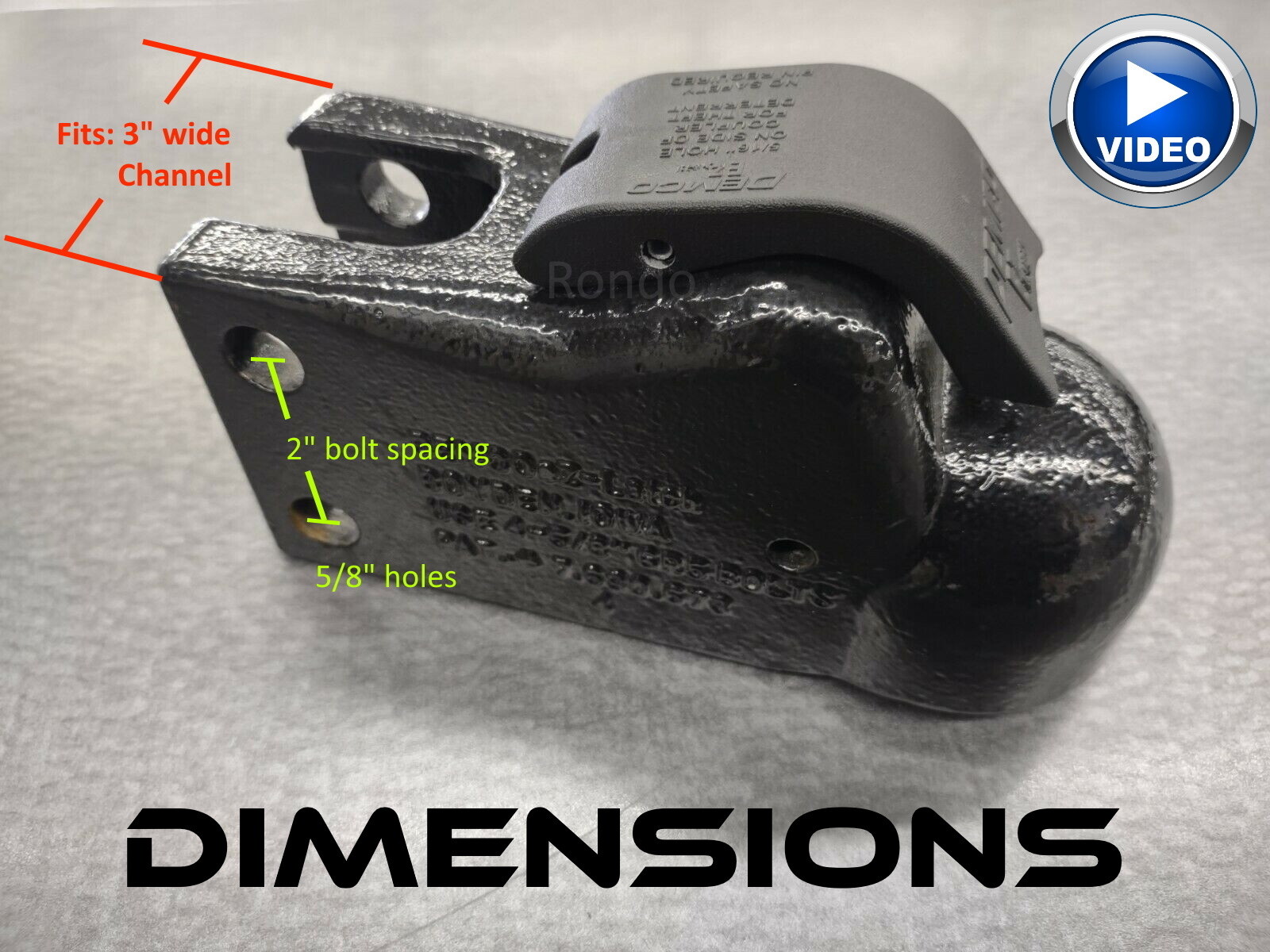 Demco Adjustable Trailer Coupler Channel Mount EZ-Latch 2 5/16″ Ball 21K USA