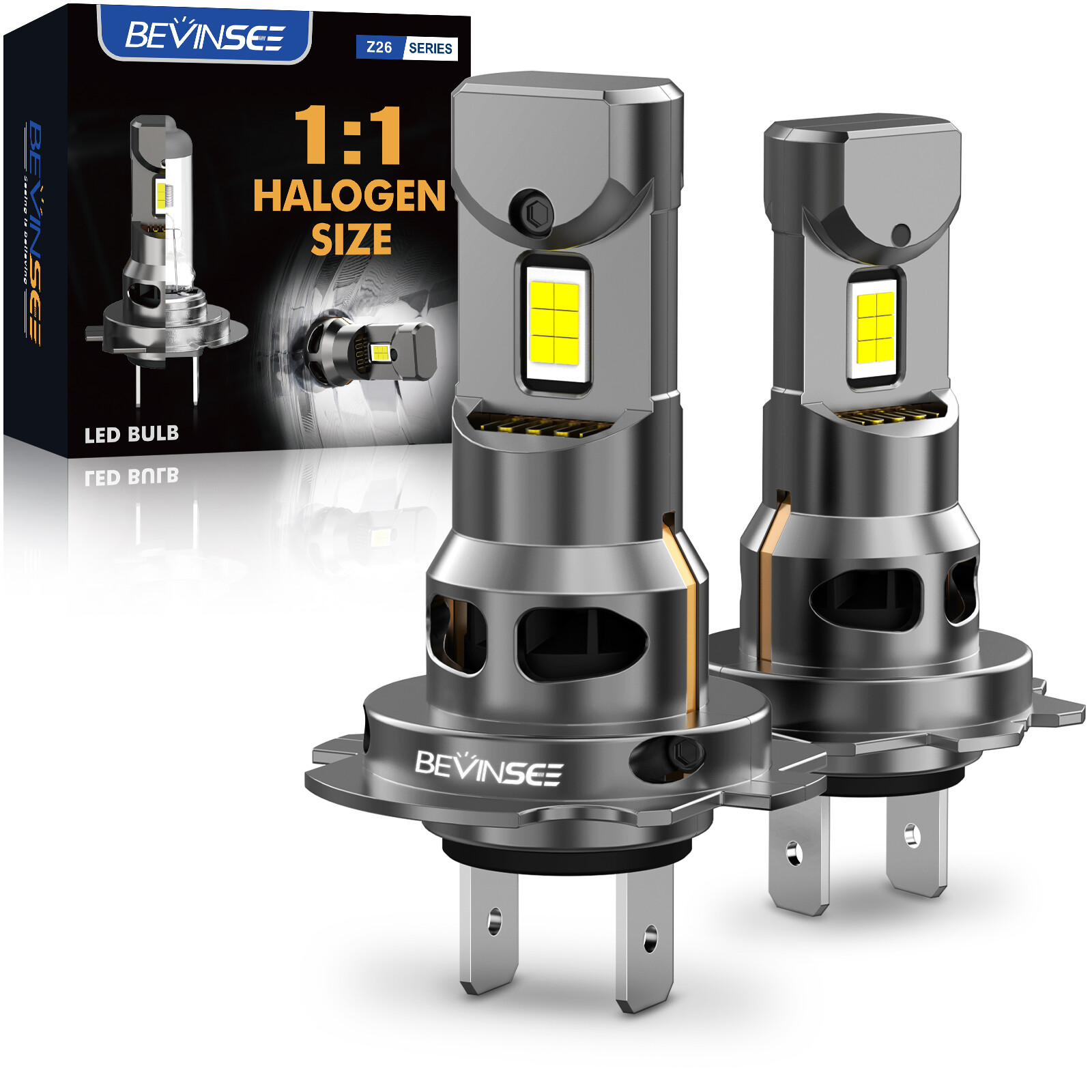 Bevinsee Z26 H7 LED Headlight Bulb 70W 12000LM Canbus Error Free High Low Beam