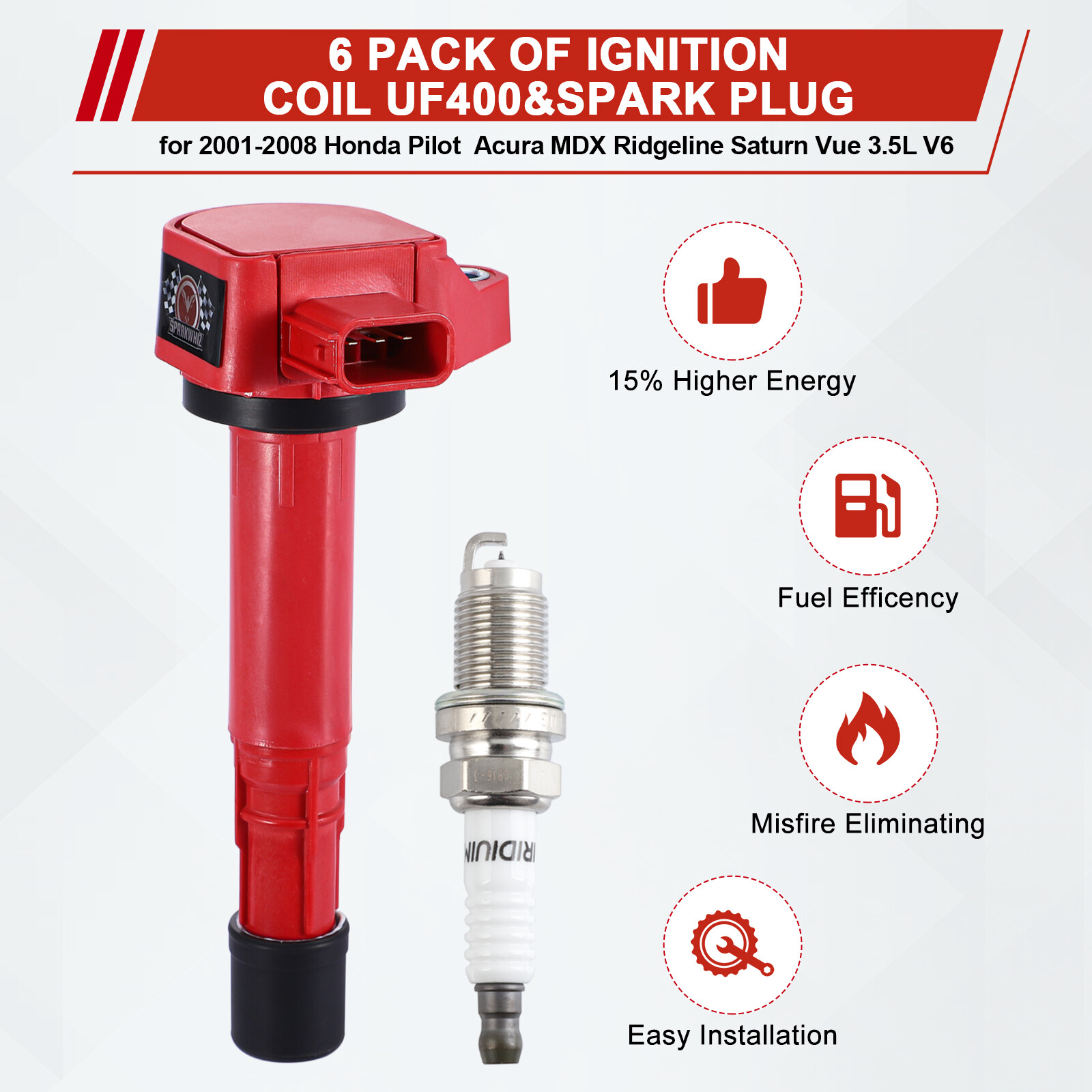 Performance Ignition Coil & Platinum Spark Plug For Honda Accord Odyssey UF242