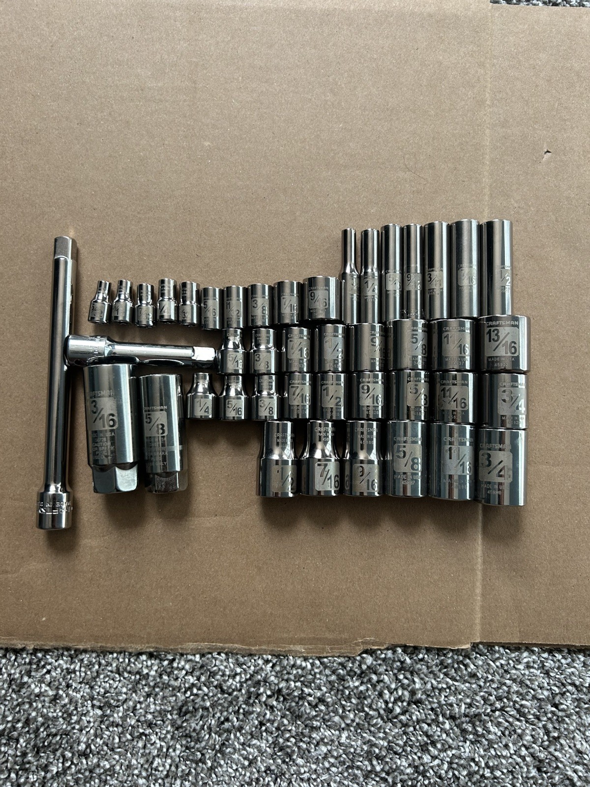 CRAFTSMAN USA VINTAGE LASER ETCHED SAE SOCKET LOT 6+12 POINT SOCKETS 40+ PIECES