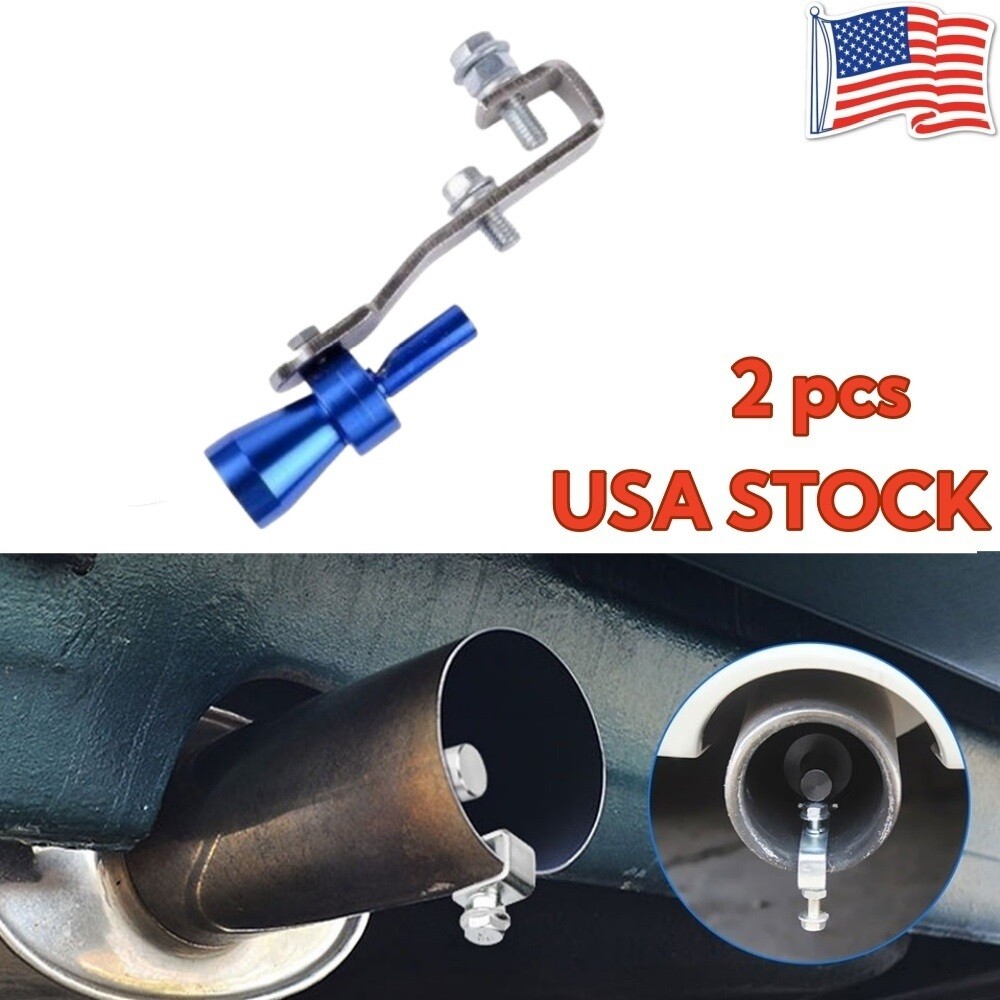 2x Turbo Sound Whistle, Simulator Exhaust Pipe Tailpipe Noise Muffler Size M