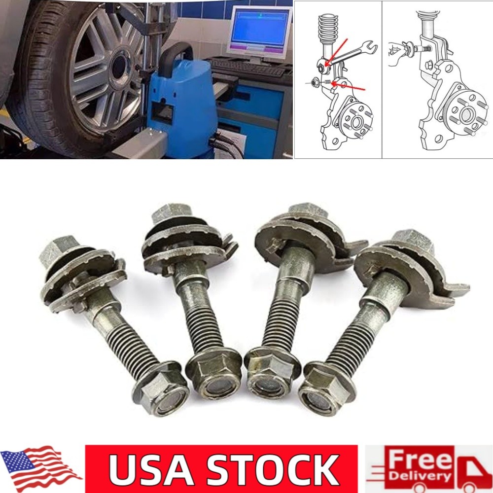 4PCS CAR FRONT LEFT & RIGHT CAMBER ALIGNMENT 15MM/0.59″ ADJUSTABLE CAM BOLTS KIT