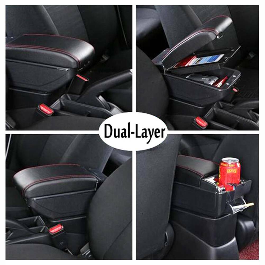 Universal Car Armrest Sliding Duel Center Content Storage Box Arm Rest Part USA