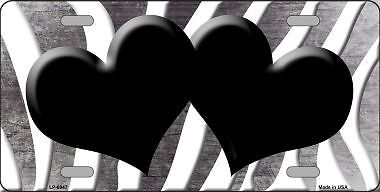 Black White Zebra Hearts Oil Rubbed Metal Novelty License Plate Tag LP6947