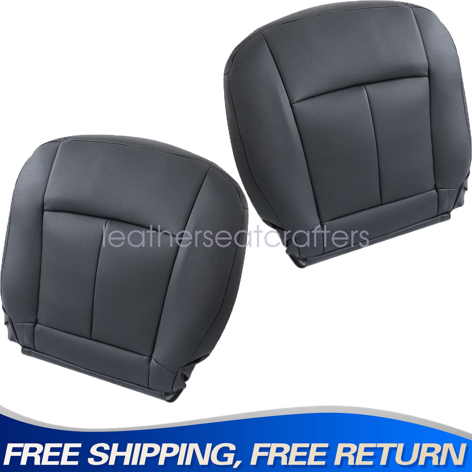 Leather Driver & Passenger Bottom Seat Cover Black 05-08 For Infinity FX35 FX45