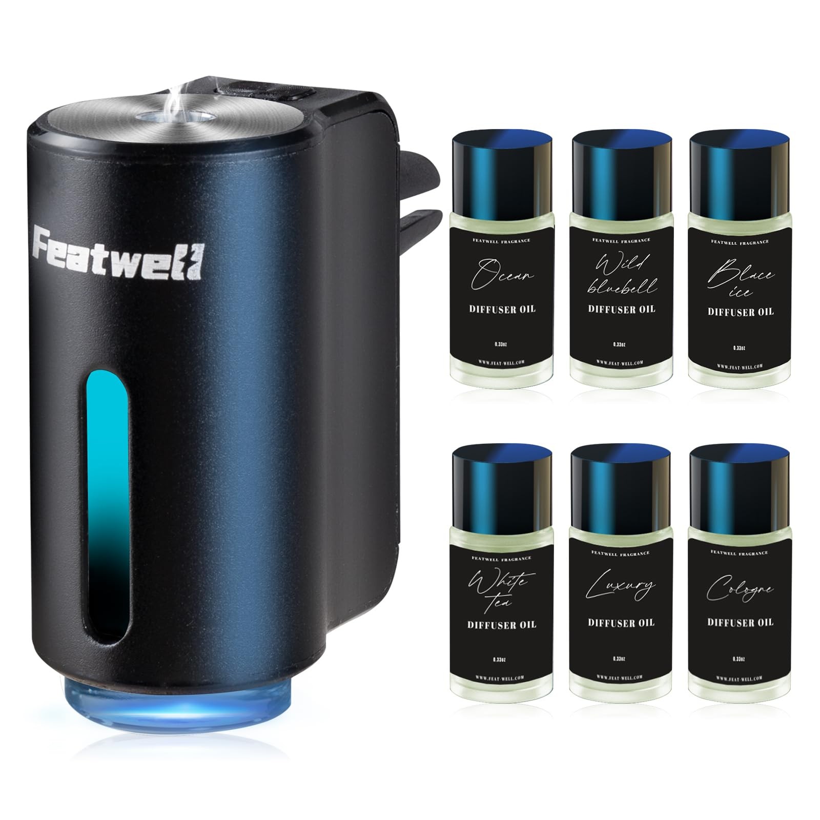 Featwell Car Air Freshener, Three Adjustable Modes 1 Count (Pack of 1), Black