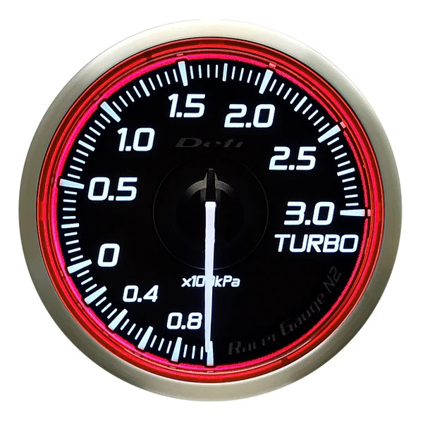 Defi Racer Gauges N2 —- 60mm RED Boost Gauge 300KPA Defi DF16703