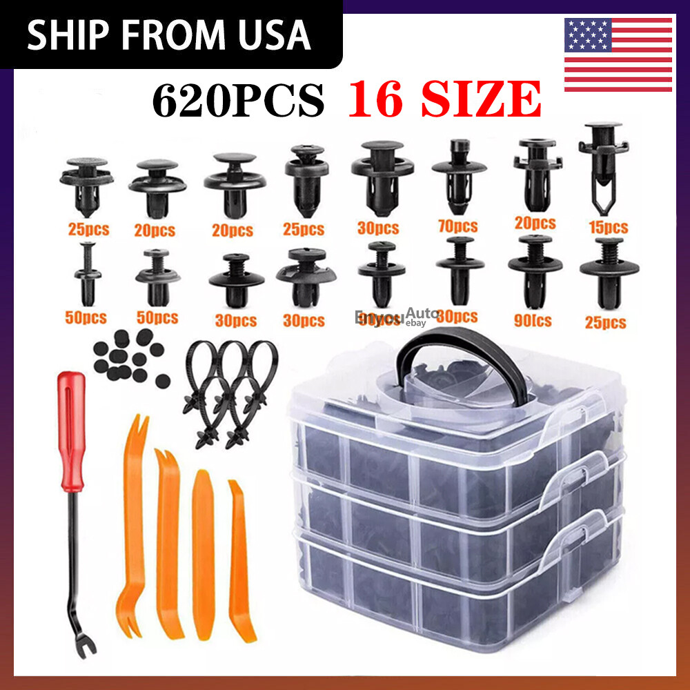 Bumper Clips Retainer Auto Car Rivets Fastener Fender Push Pin Trim 620Pcs
