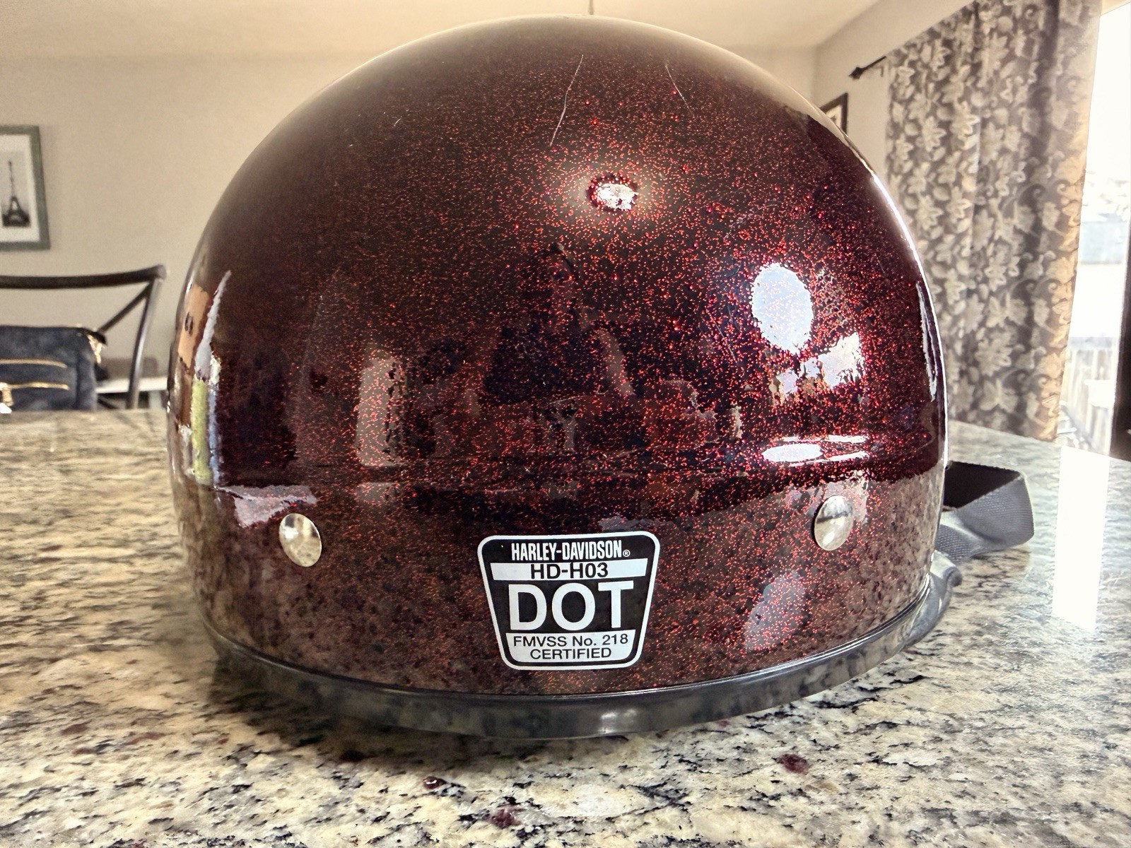 Harley-Davidson Paramount Half Helmet Red Flake Finish with Visor – Size-Medium