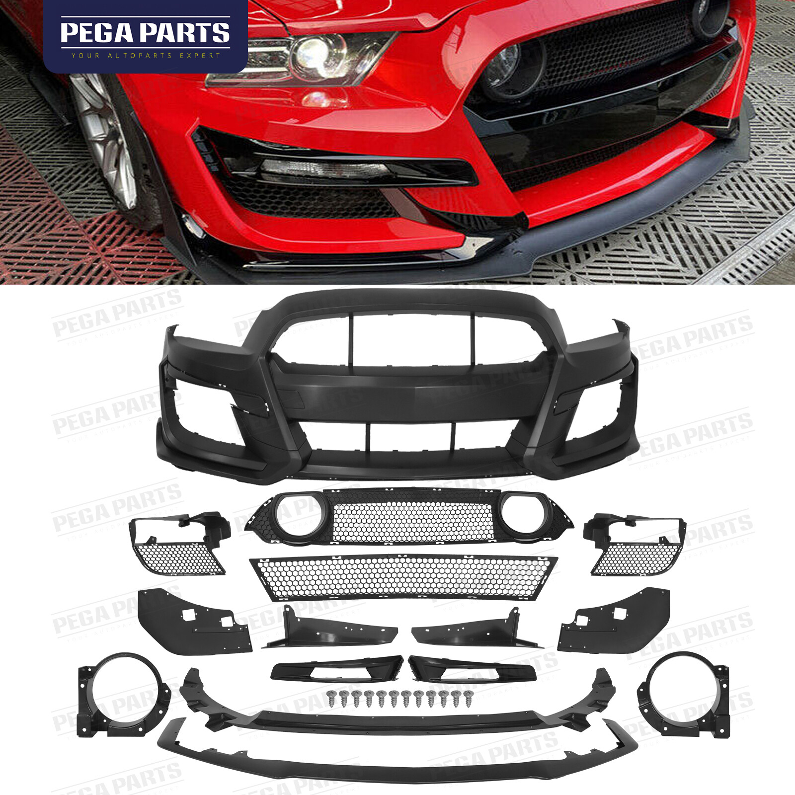 For 2013-2014 Ford Mustang Base & GT Front Bumper Cover Conversion GT500 Style