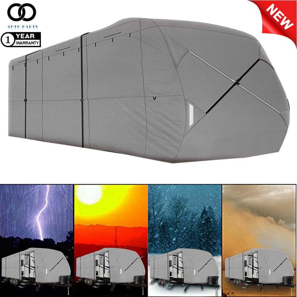 Travel Trailer RV Cover 4-Ply Non-Woven Fabric Waterproof For Camper 22′-24′