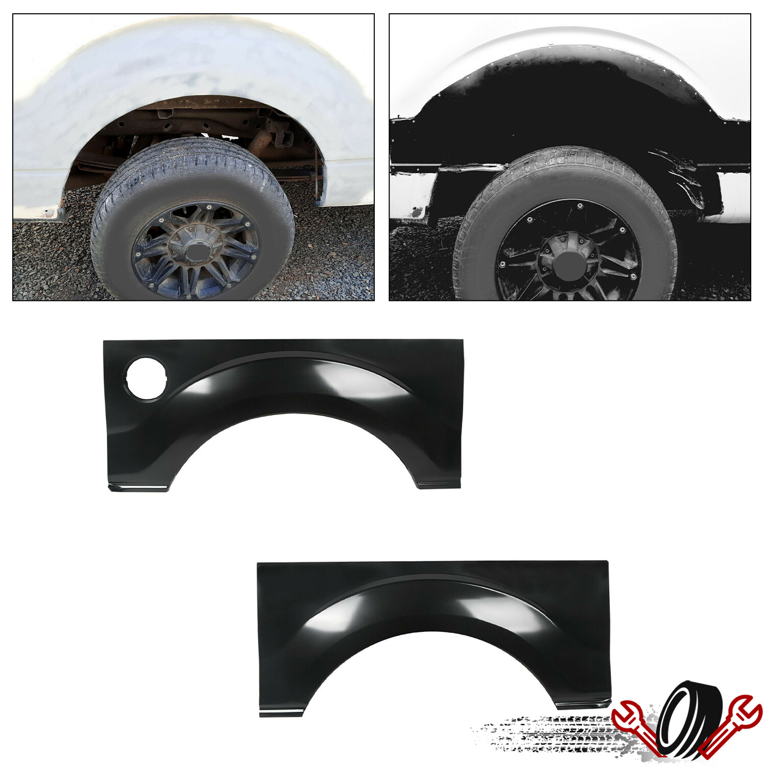 Pair Rear Wheel Arch quarter panel For 09-14 Ford F-150 LD W/O Molding Holes