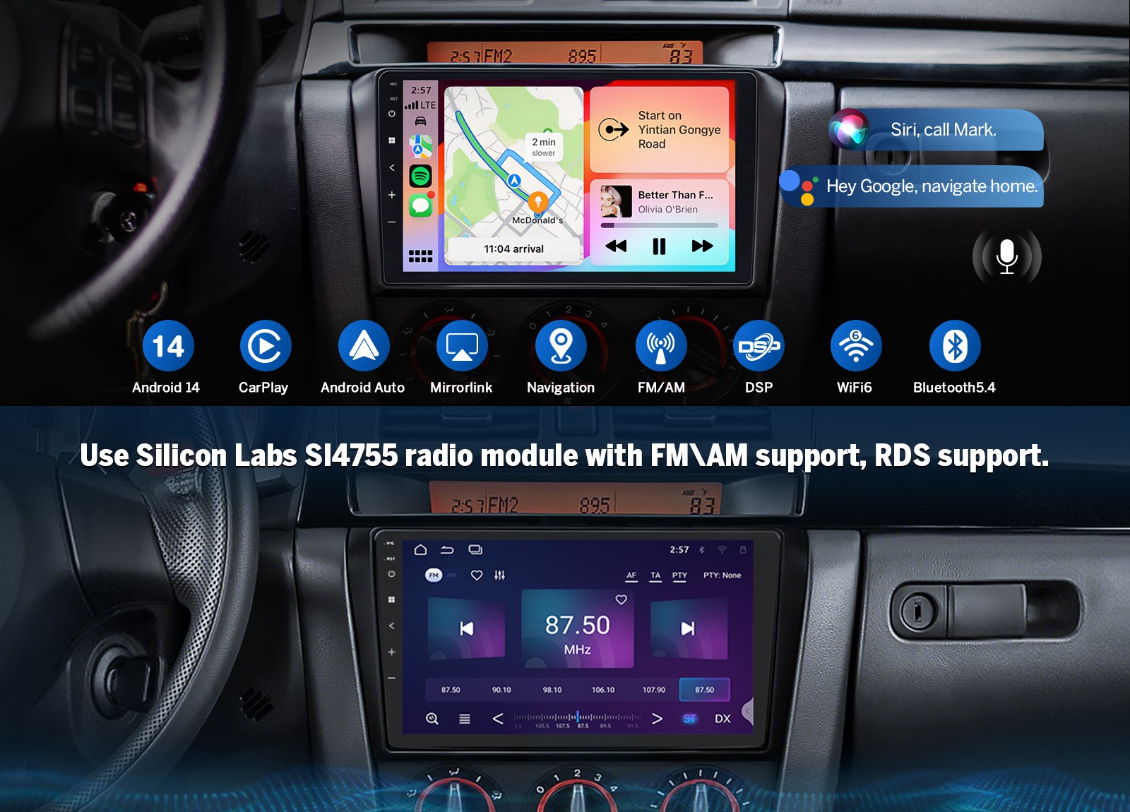 Eonon M3BKX7 Android 14 Car Play Audio GPS Navigation Stereo fits Mazda 3 04-09