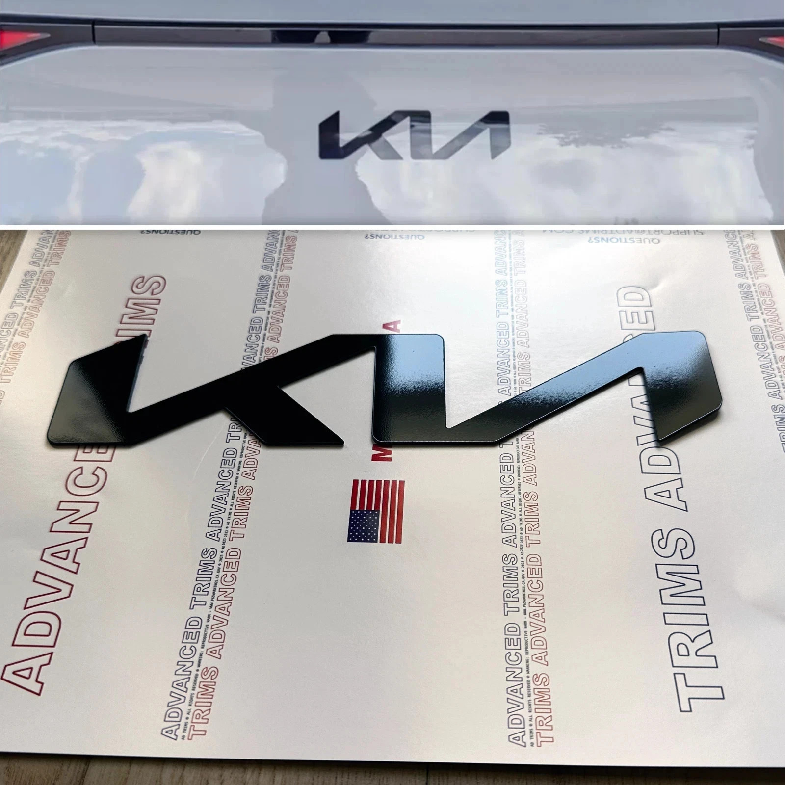 SET OF 3: Front + Rear Plastic Overlay Emblem + Sportage Letters in Gloss Black