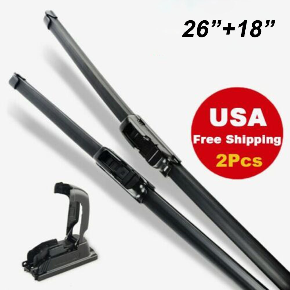 26″ & 18″ Bracketless Windshield Wiper Blades Hybrid Silicone J-HOOK OEM QUALITY
