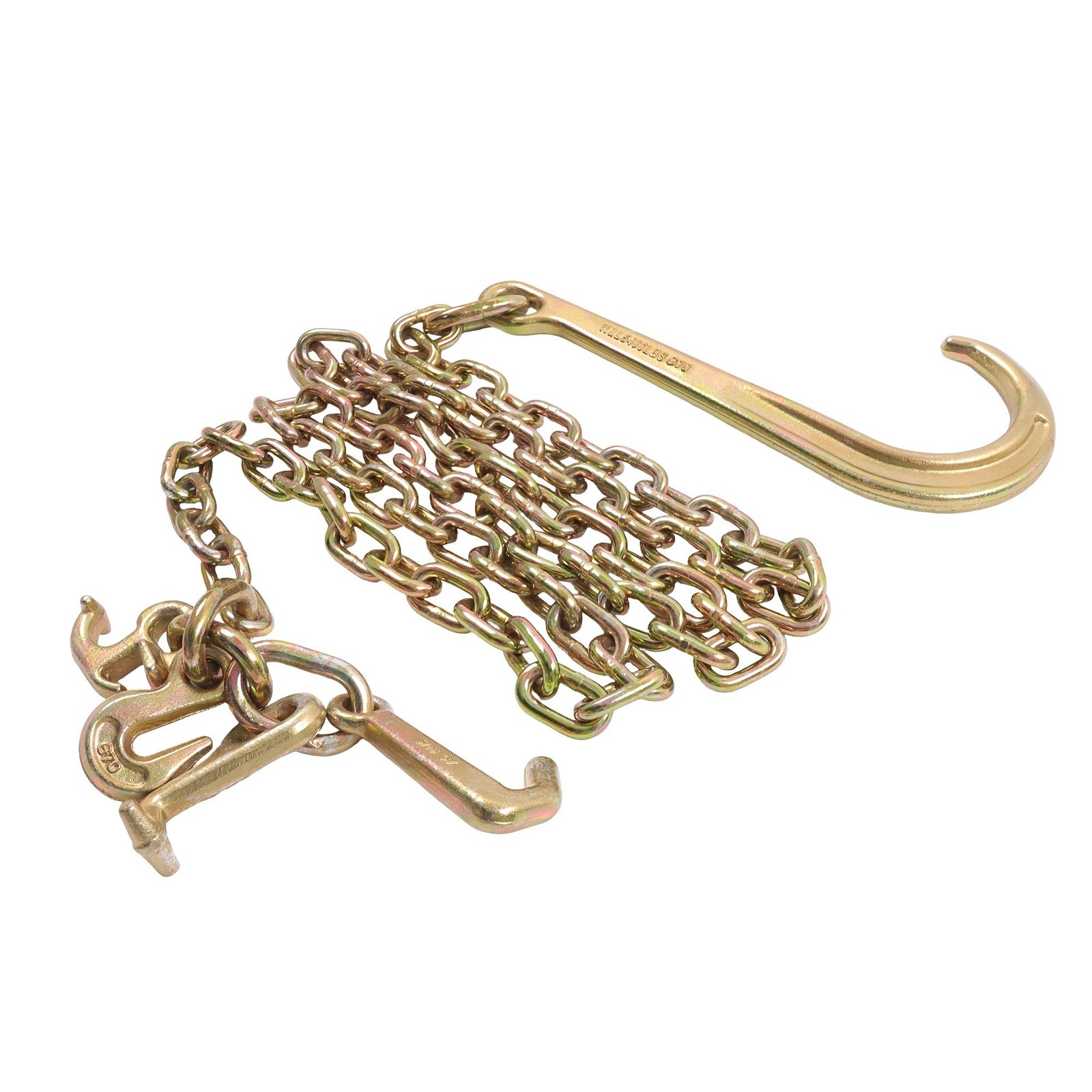 4 Pieces 4700Lbs J Hook Chain Tow Chain 5/16″×8′ G80 With 15″ JRT Hook Grab Hook