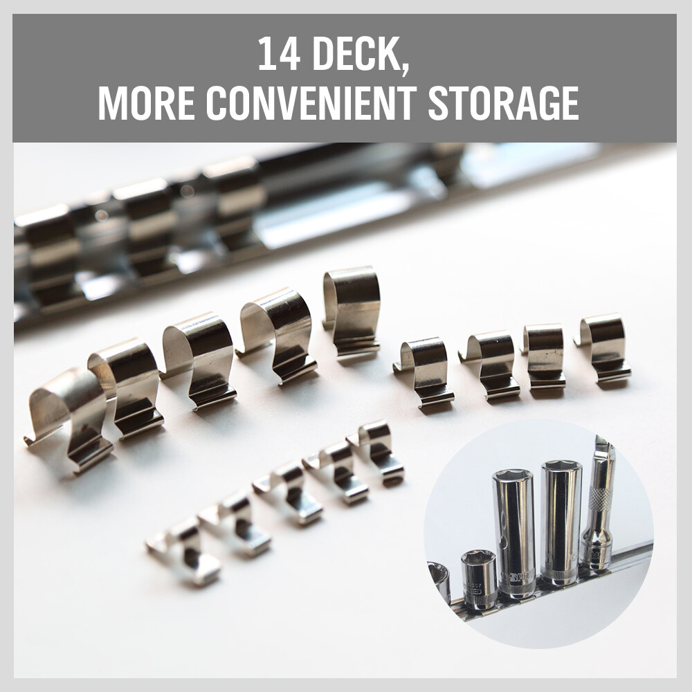 3PC Socket Storage Holder Organizer Rail Rack 1/4″ 3/8″ 1/2″ Wall Mounted Steel