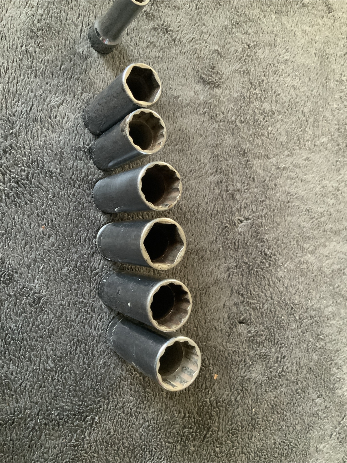 Snap On 3/8” Dr Deep Sockets, Mixed Styles.. 12pt And 6pt…..q