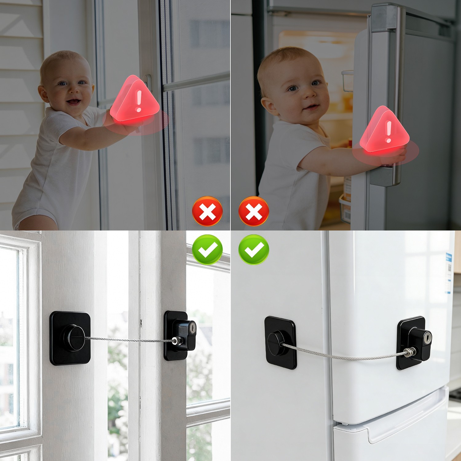 2PCS Fridge Lock Key Keep Children Out Stop Food Theft Simple Installation Black