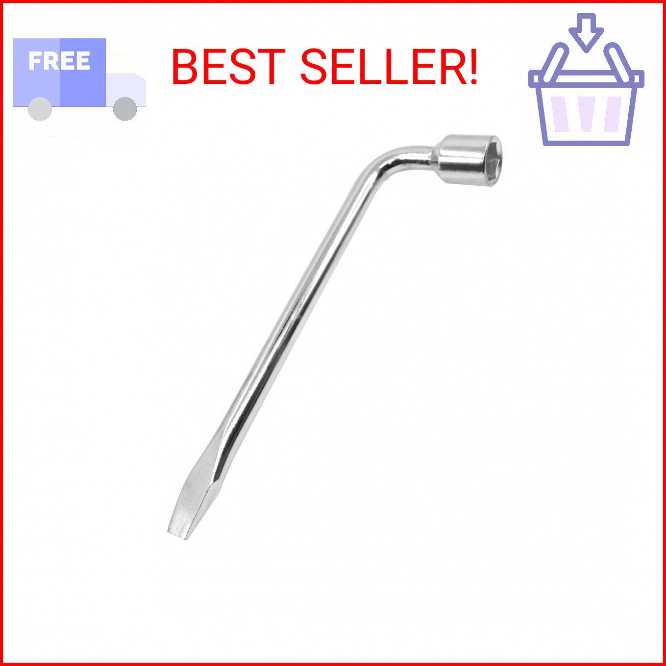 YXQ Car Spare Tire Lug Wrench for Jack 17mm/0.67″ L Type Hexagon Slotted End Soc