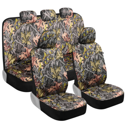 Forest Camo Car Seat Covers Full Set with CAT Floor Mats Universal Fit