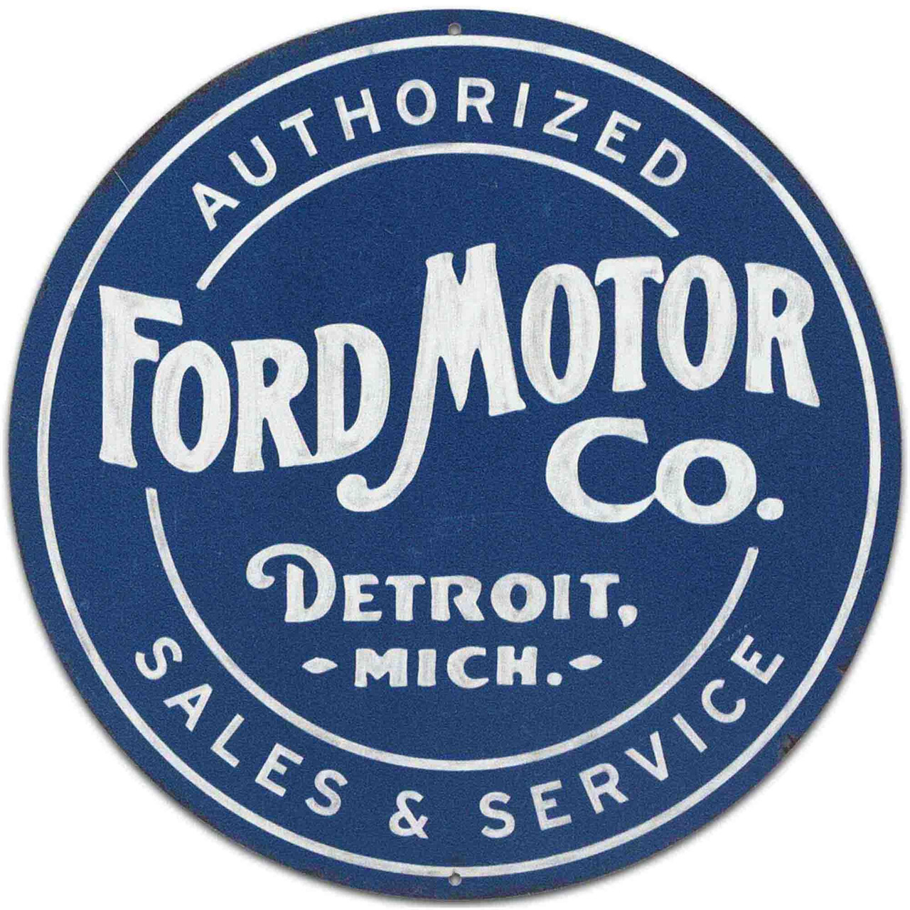 Ford Motor Co Service Round Embossed Tin Sign *Vintage FoMoCo Style Free US SHIP