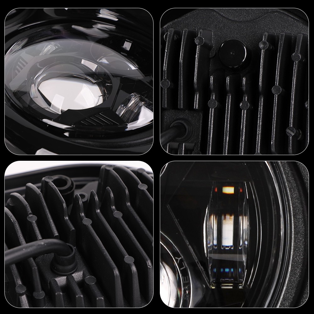 Black 5.75” Dual LED Headlight Projector Hi-Low For Harley Road Glide 1998-2013
