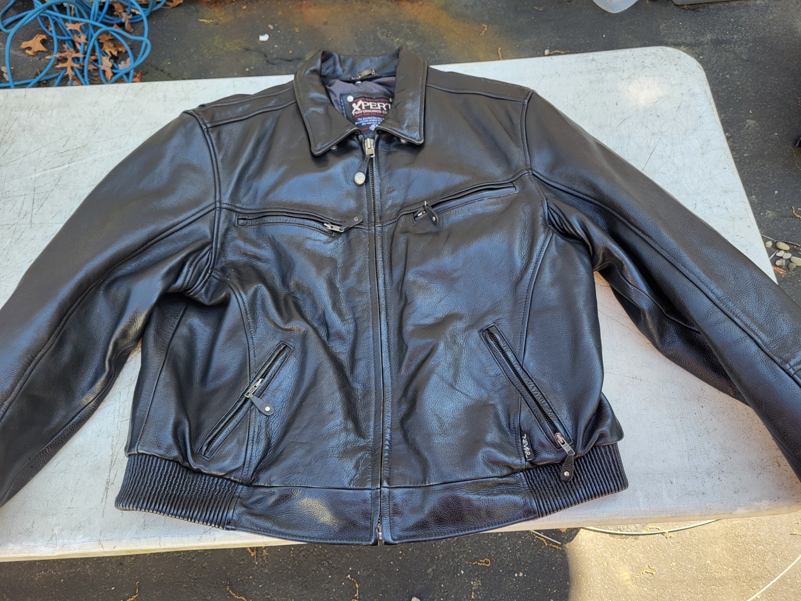 Xpert Black Motorcycle Leather Jacket Size 3X – w/ Insulation and Padding