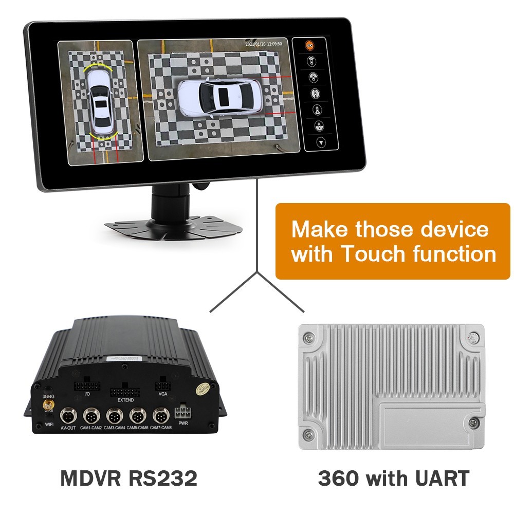 10.25inch LCD Touch Screens Car Dashcam Monitors AHD/CVBS/TVI Auto Brightness