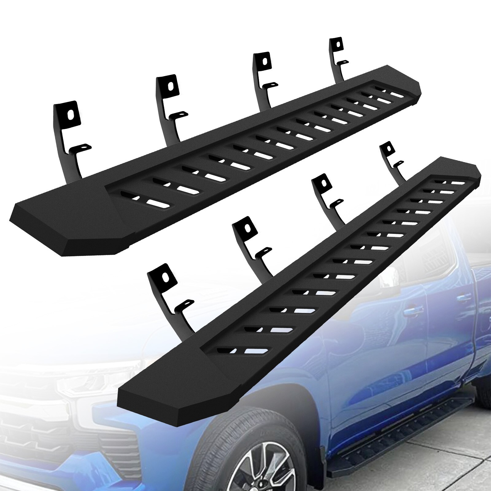 Fit 20-25 Chevy Silverado GMC Sierra Double Cab 7″ Black Running Board Side Step